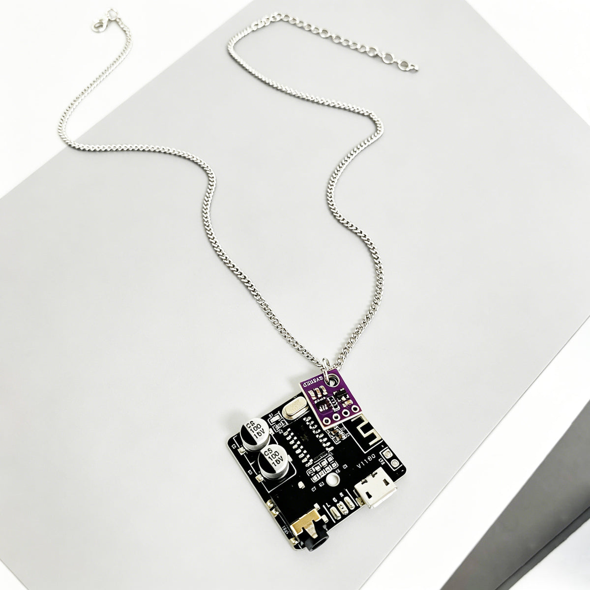 Two Connected Cyberpunk Pendants Necklace,Wearable Tech Jewelry