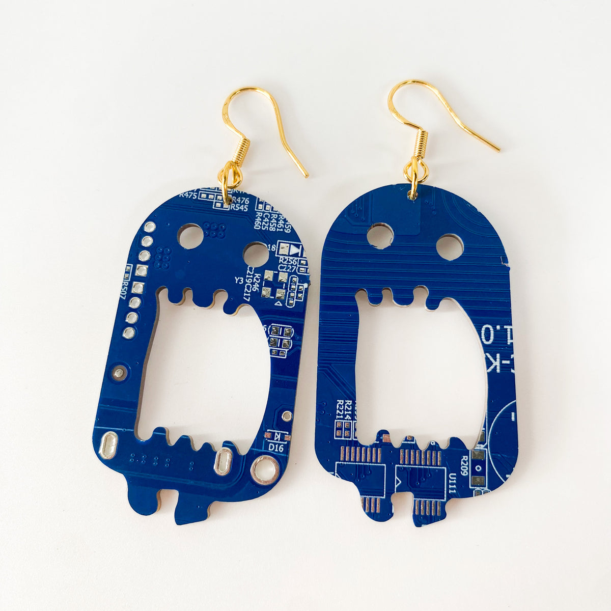 Recycled Circuit Board Ghost Earrings, Vintage Tech Jewelry