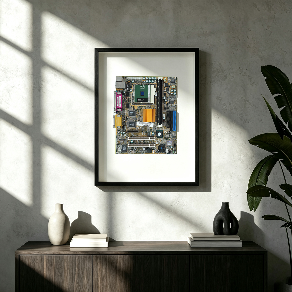 Authentic Intel Motherboard Artifact, Industrial Tech Wall Decor, Gift for Tech Lover