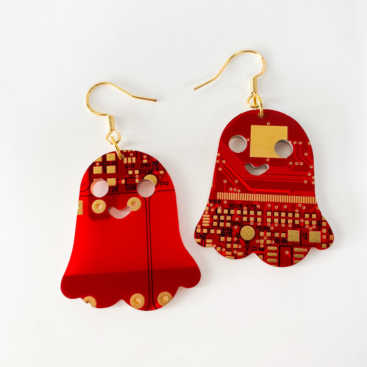Recycled Circuit Board Ghost Earrings, Vintage Tech Jewelry