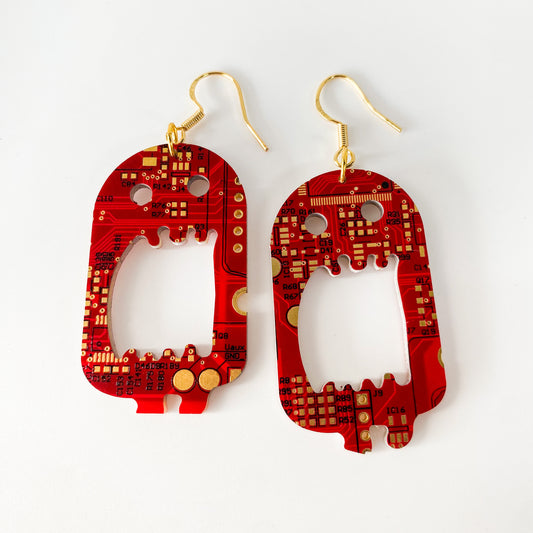 Recycled Circuit Board Ghost Earrings, Vintage Tech Jewelry