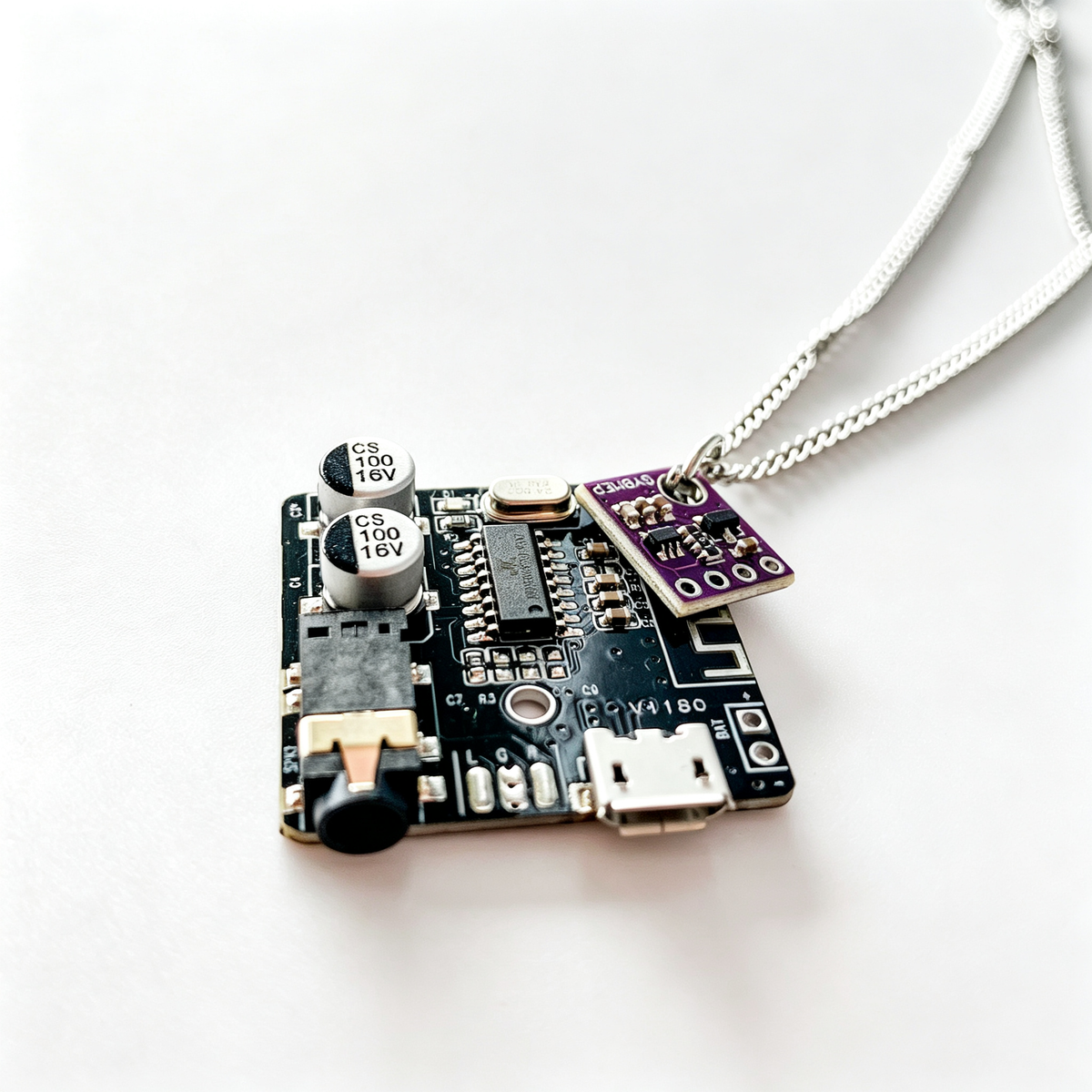 Two Connected Cyberpunk Pendants Necklace,Wearable Tech Jewelry