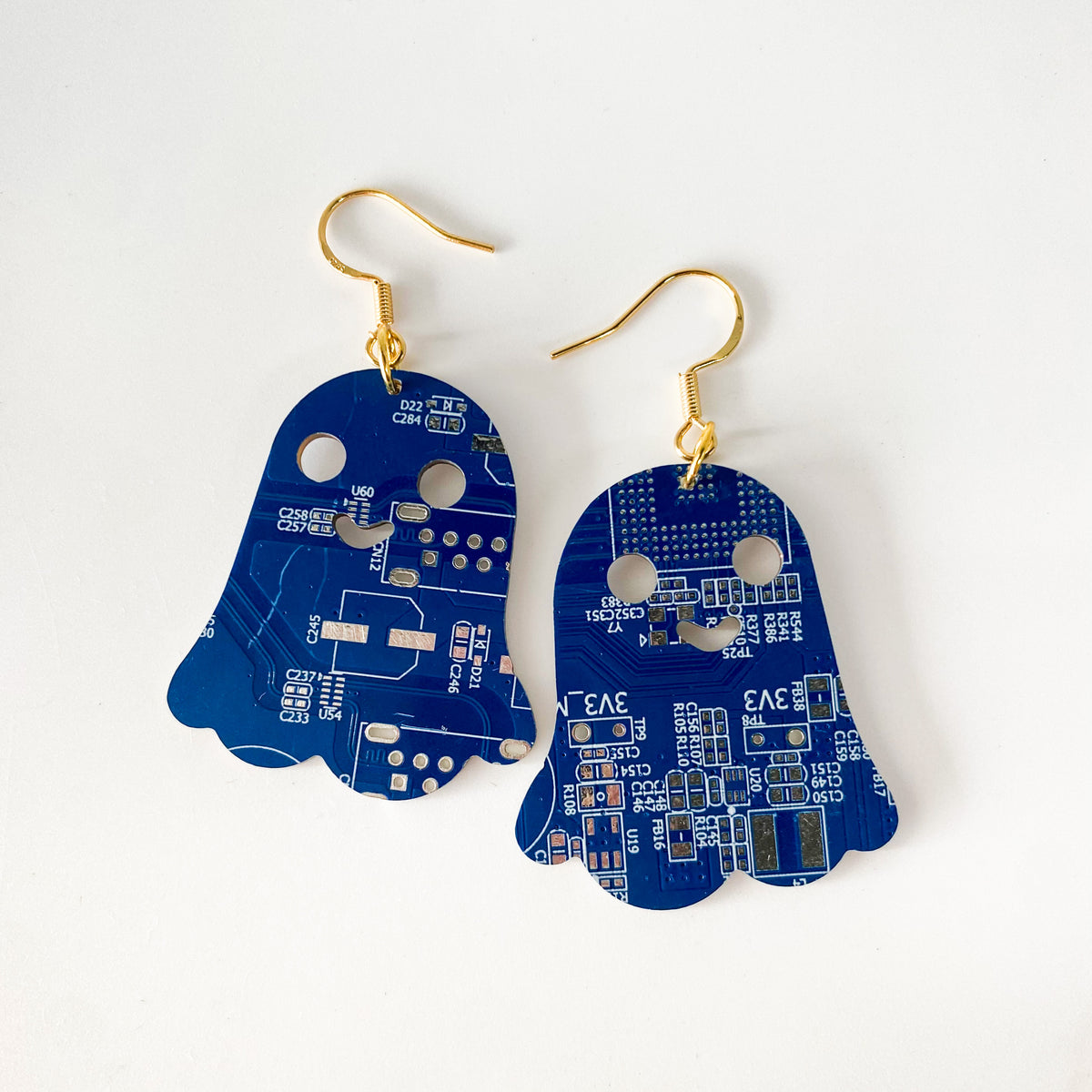 Recycled Circuit Board Ghost Earrings, Vintage Tech Jewelry
