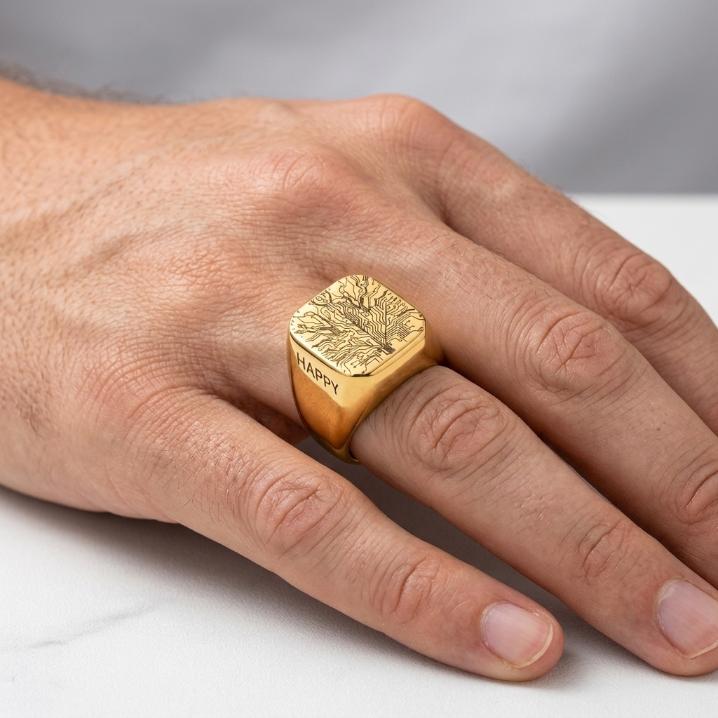 Custom Gold Circuit Tree Engagement Ring,Geek Futurism Jewelry