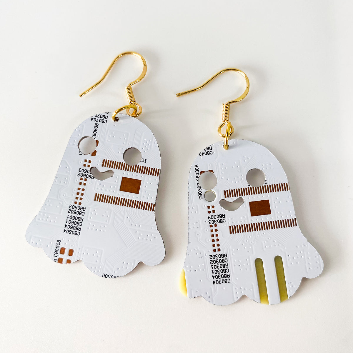 Recycled Circuit Board Ghost Earrings, Vintage Tech Jewelry