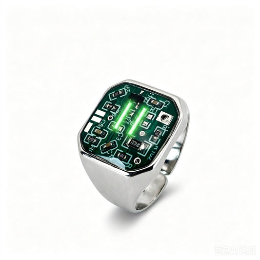 Cyberpunk Glow Ring,Handmade Tech Jewelry