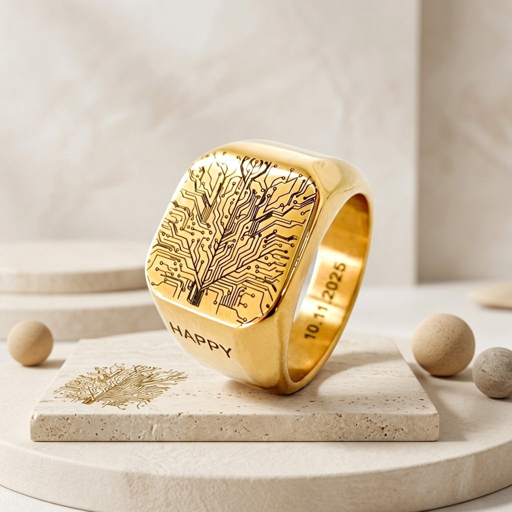 Custom Gold Circuit Tree Engagement Ring,Geek Futurism Jewelry
