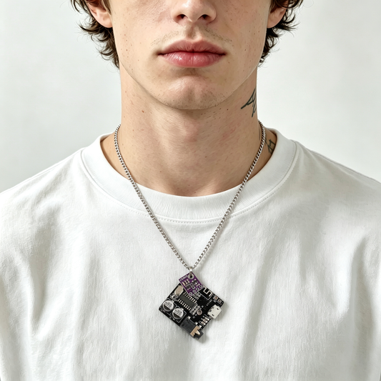 Two Connected Cyberpunk Pendants Necklace,Wearable Tech Jewelry
