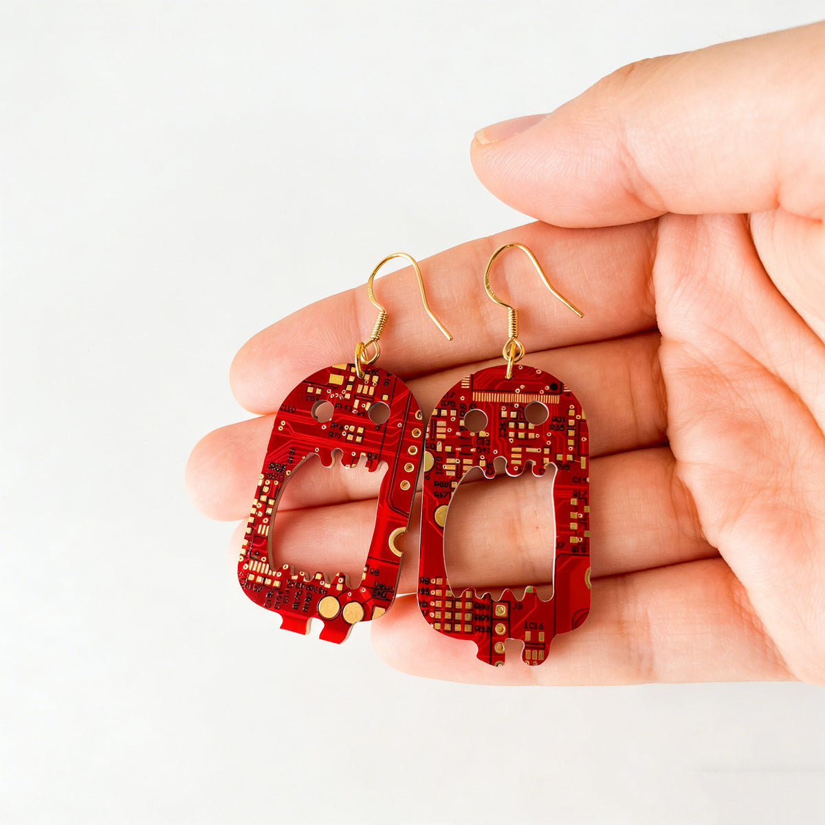 Recycled Circuit Board Ghost Earrings, Vintage Tech Jewelry